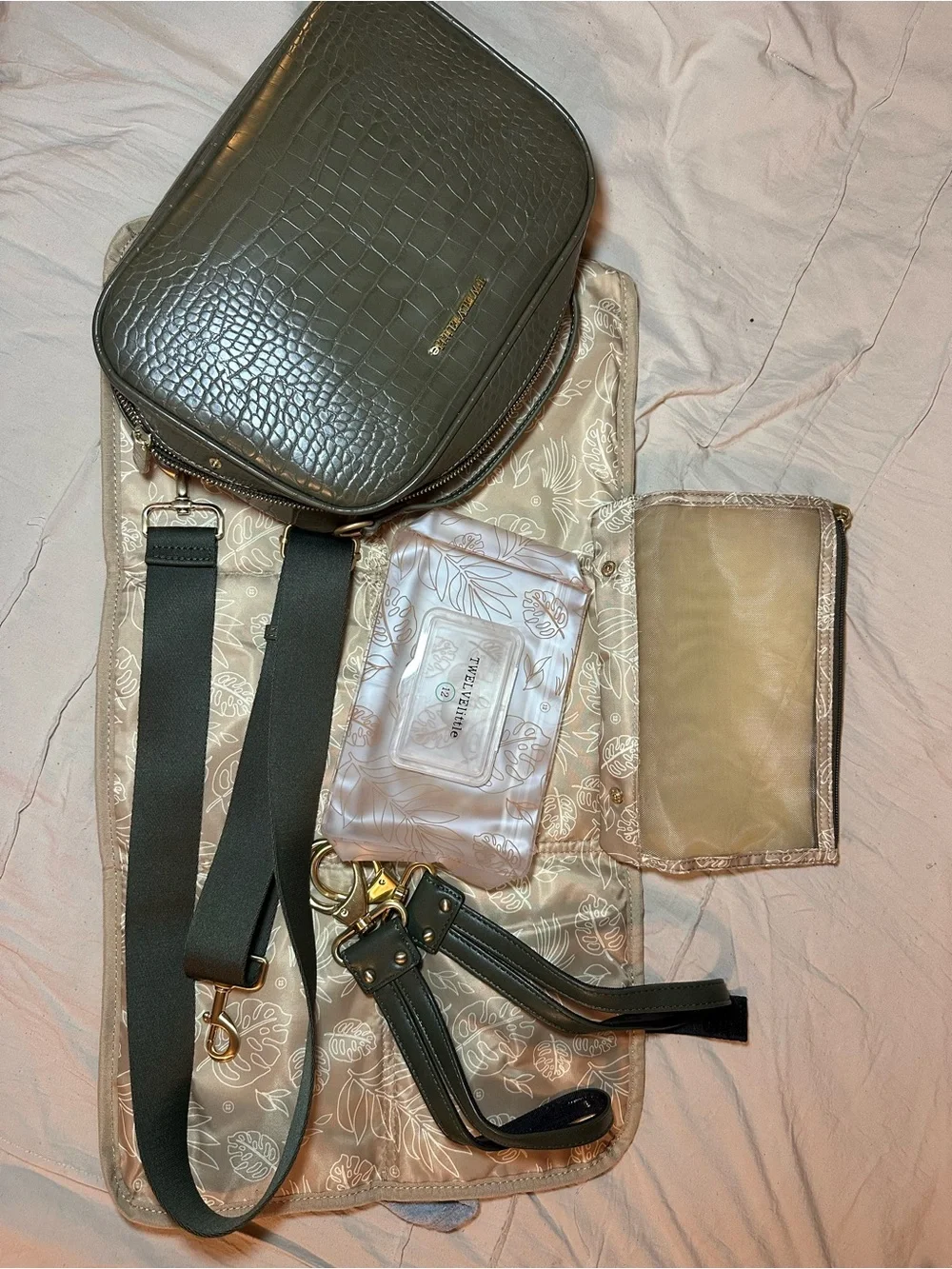 Twelve Little Olive Croc-Embossed Crossbody Bag